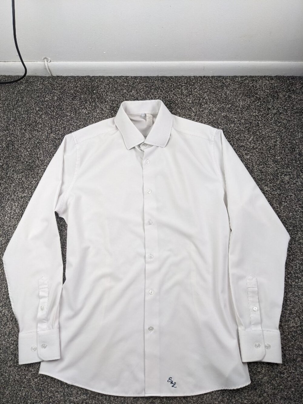 State & Liberty Shirt Performance L/S Button White Mens Large Athletic Fit